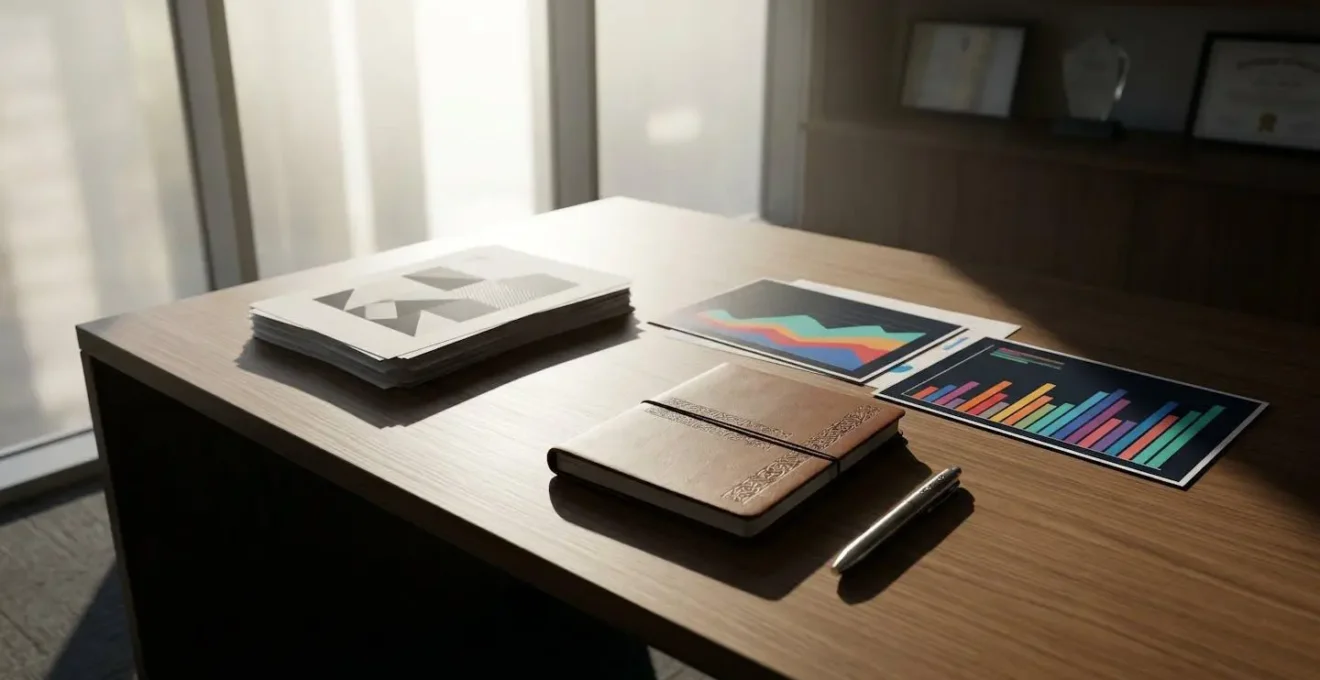 Expert analysant des données SEO sur un bureau moderne avec des graphiques de performance et des notes stratégiques