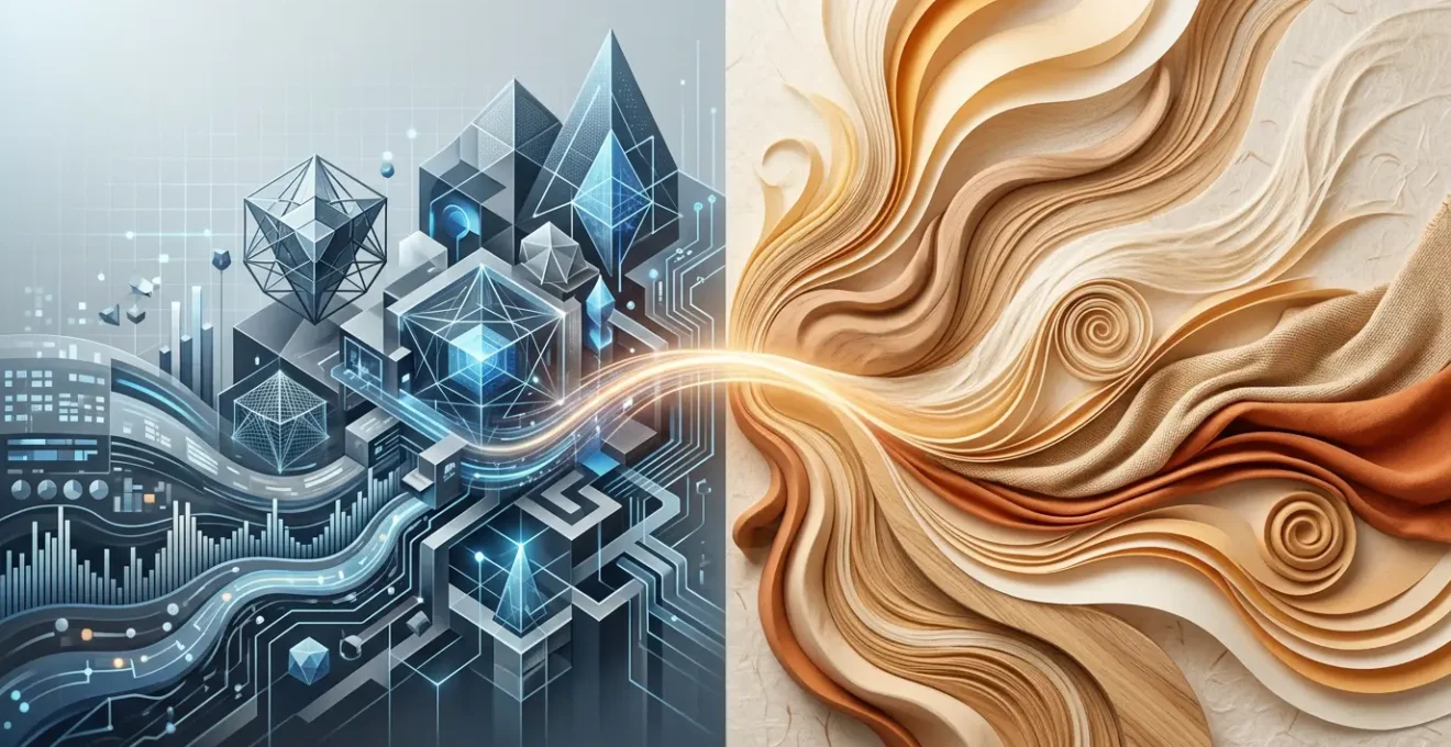 Équilibre entre rédaction pour Google et expérience utilisateur, avec métaphore visuelle d'un pont entre technologie et humanité