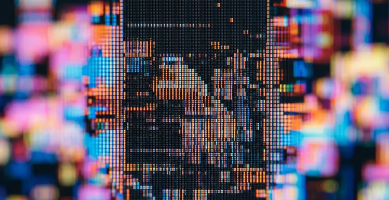 Vue macro d'un écran d'ordinateur montrant des graphiques de données colorés en détail extrême