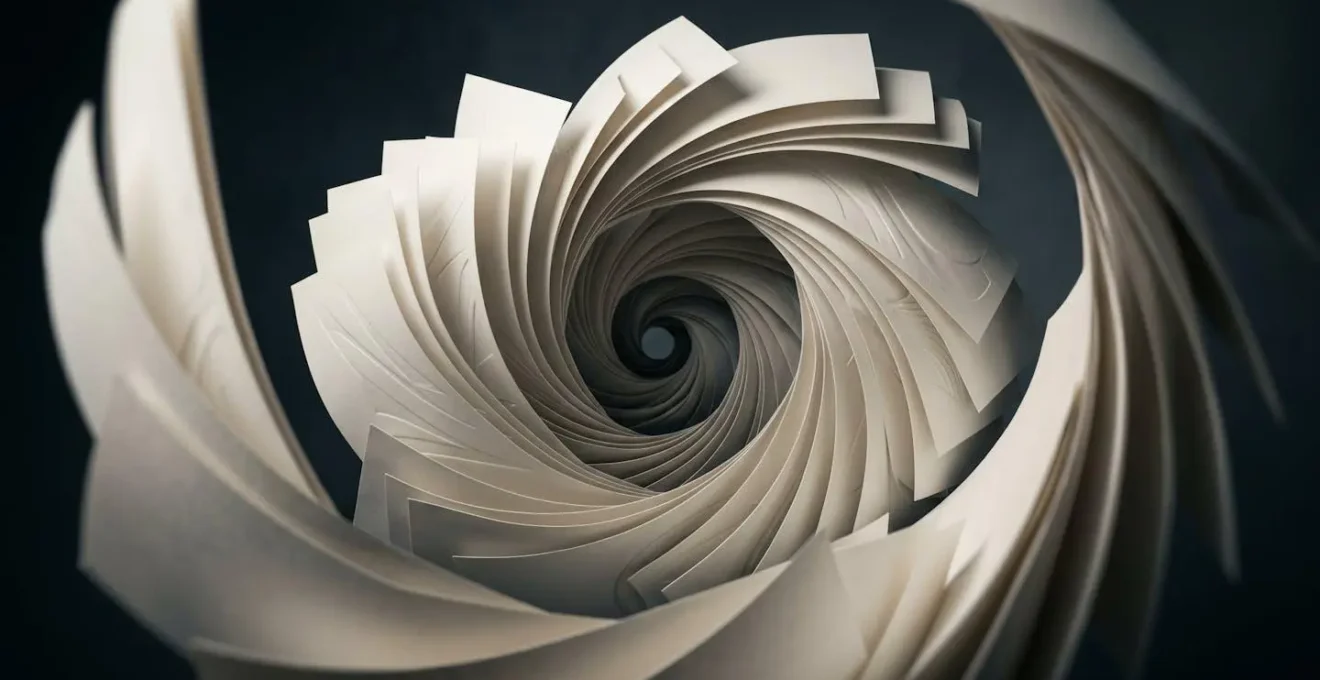 Calendrier abstrait avec spirale infinie symbolisant la boucle de crawl
