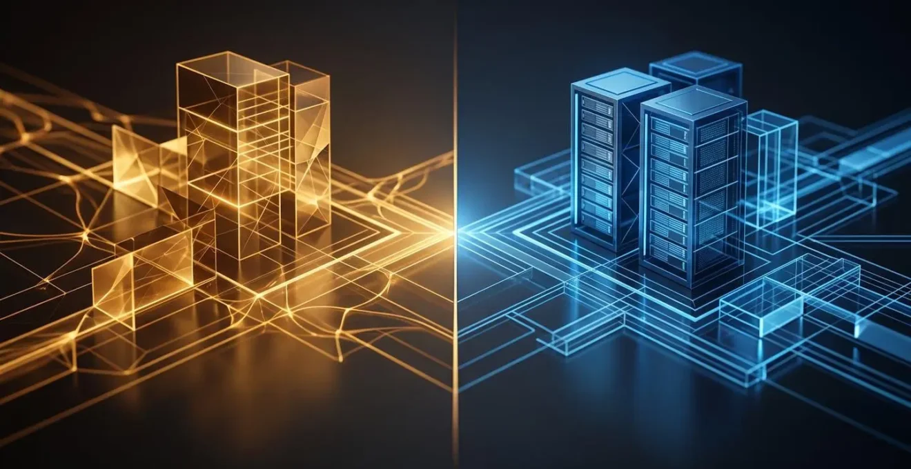 Comparaison visuelle entre implémentation HTML et XML avec serveur et fichiers représentés de manière abstraite