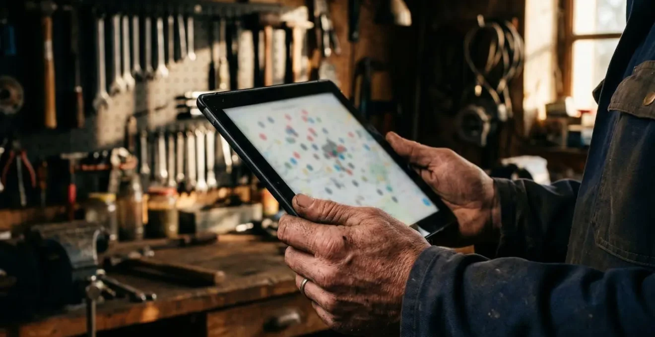 Interface de carte interactive montrant des marqueurs de chantiers réalisés dans différents quartiers